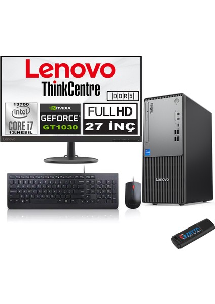 Thinkcentre Neo 50T Gen5 Intel Core I7 13700 48GB Ddr5 2tb SSD 27 Inç Monitör Freedos Nvidia GT1030 10302712UB000LTRF19+ZETTA Flash Bellek