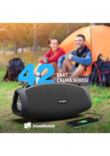 W-Kıng X10 Bluetooth Hoparlör 120W Xtreme Bass 42S Dinleme Ipx6 Kablosuz Stereo Tws Ses Bombası Siyah indirimleri