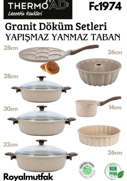 10'lu Vizon Set (28-30-32 cm Karnıyarık Tenceresi-Kek Kalıbı-Tart Kalıbı-Sosluk&sütlük-Emojili Pankek Tavası)