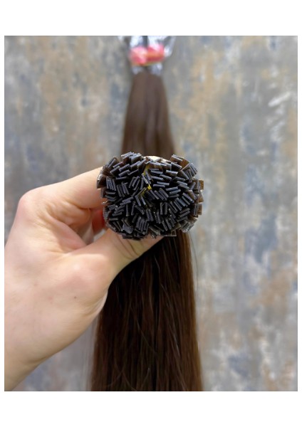 Hair 70CM Dip Uç Bir Açık Kahve(No4) Özbek Saçı ,120GR 200ADET, (100% Gerçek Insan Saçı)