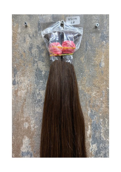 Hair 70CM Dip Uç Bir Açık Kahve(No4) Özbek Saçı ,120GR 200ADET, (100% Gerçek Insan Saçı)