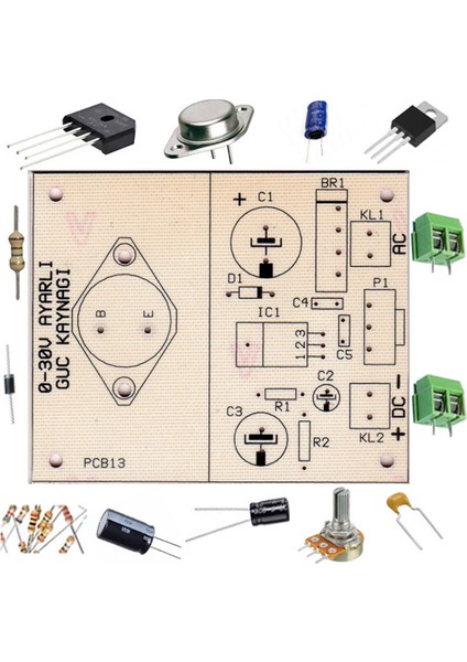 0-30V 1.5A Ayarlı Güç Kaynağı Devresi Ac Giriş Dc Çıkış - Demonte(Montesiz)