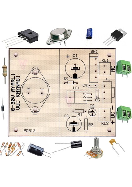 0-30V 1.5A Ayarlı Güç Kaynağı Devresi Ac Giriş Dc Çıkış - Demonte(Montesiz)