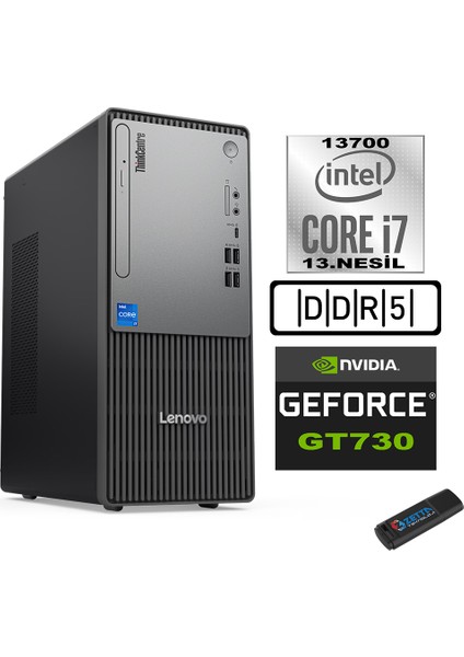 Thinkcentre Neo 50T Gen5 Intel Core I7 13700 64GB Ddr5 1tb SSD Windows 11 Home Nvidia GT730 73012UB000LTRH23+ZETTA Flash Bellek