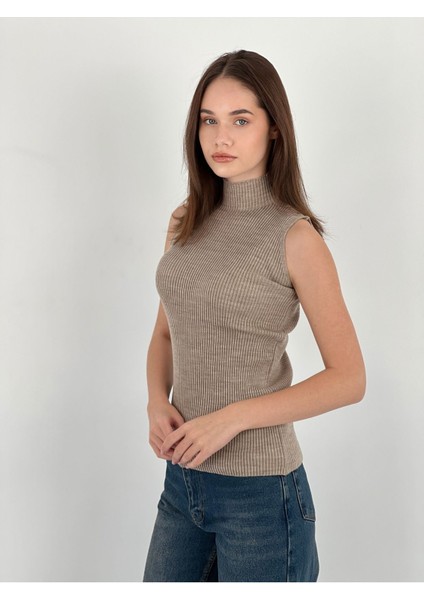 Boğazlı Kolsuz Triko Kadın Ince Kazak Women Sleeveless Knitwear modelleri