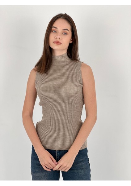 Boğazlı Kolsuz Triko Kadın Ince Kazak Women Sleeveless Knitwear fırsatları