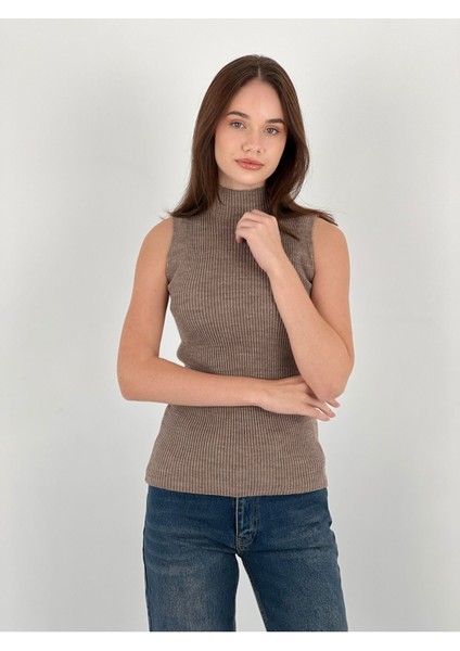 Boğazlı Kolsuz Triko Kadın Ince Kazak Women Sleeveless Knitwear indirimleri