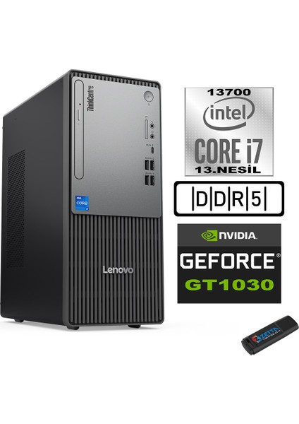 Thinkcentre Neo 50T Gen5 Intel Core I7 13700 64GB Ddr5 2tb SSD Freedos Nvidia GT1030 103012UB000LTRF24+ZETTA Flash Bellek