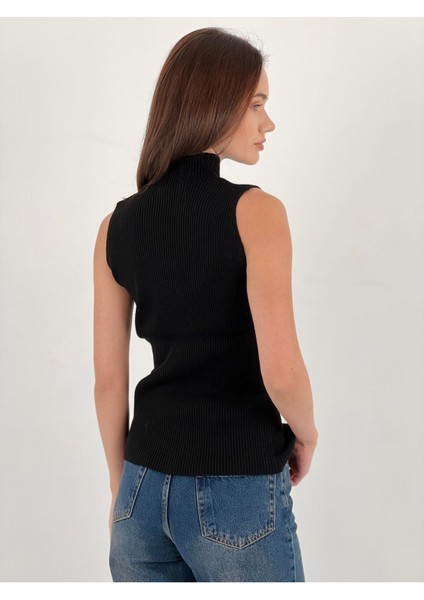 Boğazlı Kolsuz Triko Kadın Ince Kazak Women Sleeveless Knitwear fırsatları