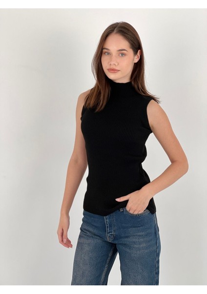 Boğazlı Kolsuz Triko Kadın Ince Kazak Women Sleeveless Knitwear indirimleri