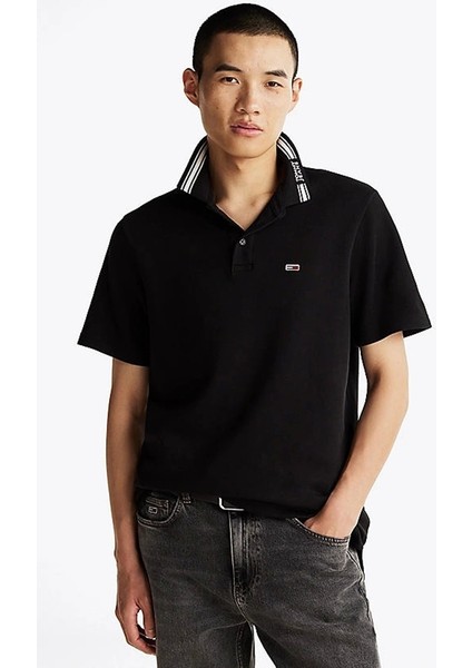 Erkek Siyah Regular Fit Polo Yaka T-Shirt