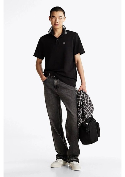 Erkek Siyah Regular Fit Polo Yaka T-Shirt modelleri