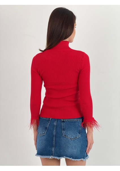 Boğazlı Uzun Kollu Kadın Triko Kazak Women Knitwear indirimleri