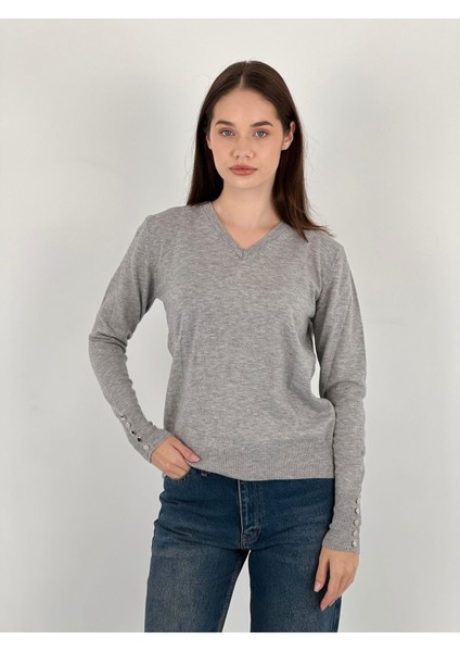 Uzun Kollu Long Sleeve V Yaka V-Neck Kadın Triko Kazak Women Knitwear indirimleri
