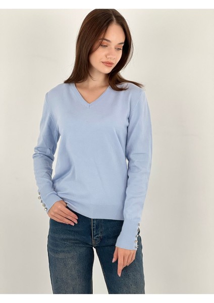 Uzun Kollu Long Sleeve V Yaka V-Neck Kadın Triko Kazak Women Knitwear