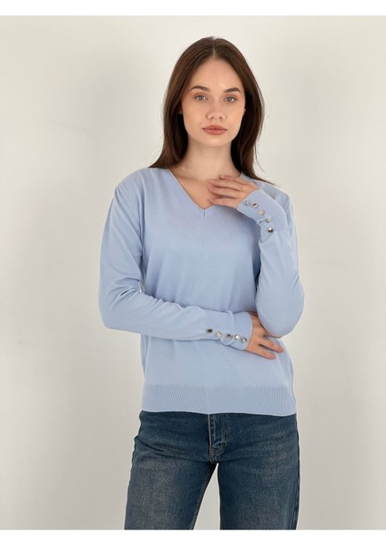 Uzun Kollu Long Sleeve V Yaka V-Neck Kadın Triko Kazak Women Knitwear fırsatları