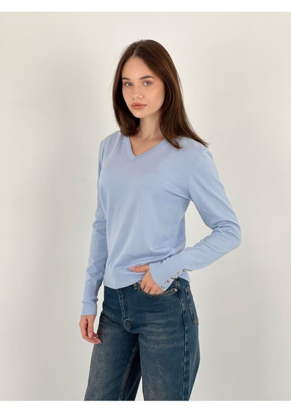 Uzun Kollu Long Sleeve V Yaka V-Neck Kadın Triko Kazak Women Knitwear indirimleri