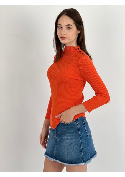 Boğazlı Uzun Kollu Long Sleeve Kadın Triko Kazak Women Knitwear