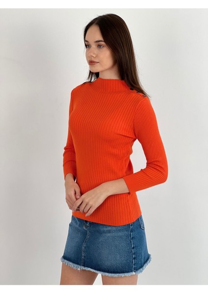 Boğazlı Uzun Kollu Long Sleeve Kadın Triko Kazak Women Knitwear fırsatları