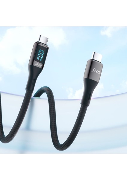 100W 5A Qc4.0 Dijital LED Ekranlı E-Mark Çipli USB Pd Type-C Hızlı Şarj ve Data Kablosu 2 Metre