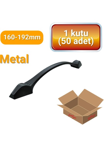 50 Adet İnci Mat Siyah Metal Mobilya Kulbu 160 mm - 192 mm