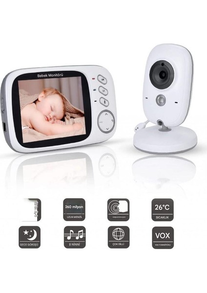 VB603 Akıllı Bebek Kamerası, Bebek Telsizi, 2.4g Kablosuz, 3.2 Inç Lcd, 2 Yönlü Sesli Konuşma, Gece Görüşlü Gözetim Güvenlik Kamerası, 750MAH Şarj Edilebilir Pil, Sıcaklık Izleme modelleri
