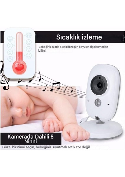 VB603 Akıllı Bebek Kamerası, Bebek Telsizi, 2.4g Kablosuz, 3.2 Inç Lcd, 2 Yönlü Sesli Konuşma, Gece Görüşlü Gözetim Güvenlik Kamerası, 750MAH Şarj Edilebilir Pil, Sıcaklık Izleme fırsatları