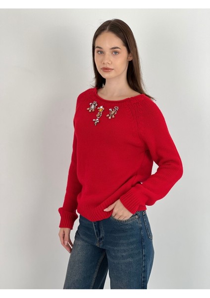 Uzun Kollu Long Sleeve Taş Detaylı Kadın Triko Kazak Women Knitwear modelleri