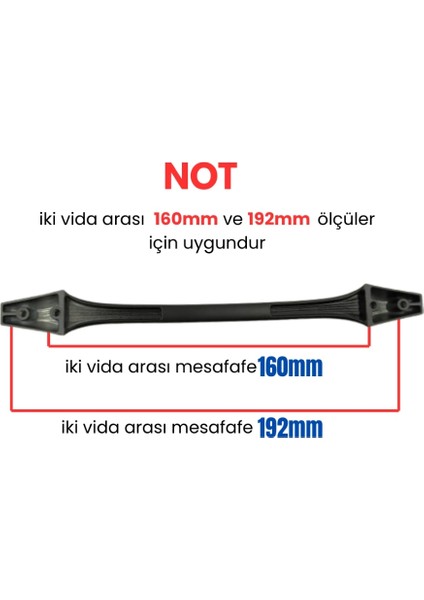 50 Adet İnci Mat Siyah Metal Mobilya Kulbu 160 mm - 192 mm