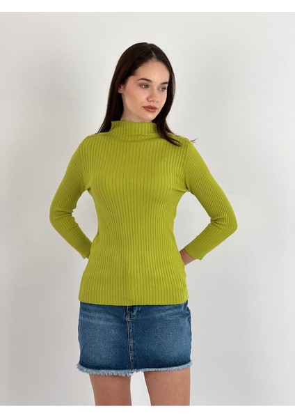 Boğazlı Uzun Kollu Long Sleeve Kadın Triko Kazak Women Knitwear