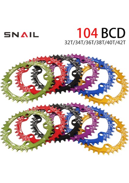 Kırmızı Stil 38T Snaıl Yuvarlak 104BCD Dar Geniş Zincirli Bisiklet Krank Takımı 104 Bcd Taç Mtb Tabak Monoplat Bisiklet Plakası (Yurt Dışından)