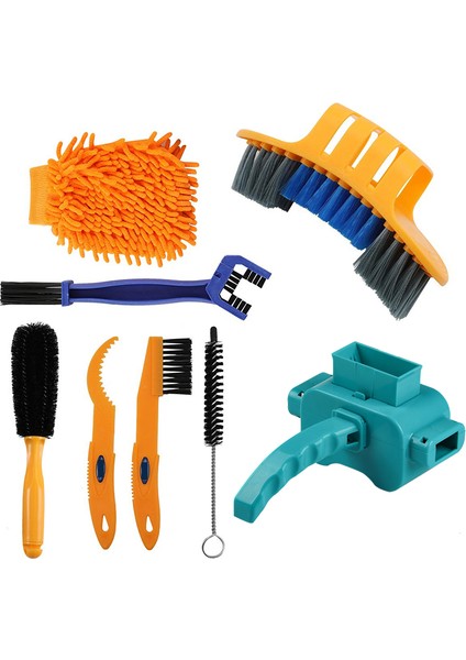 Yeni 8'li Set Stili Bisiklet Zincir Temizleyici Temizlik Makinesi Fırçaları Bisiklet Fırça Bakım Kiti Mountain, Road, City, Bmx Için Bisiklet Zincir Bakım Aracı (Yurt Dışından)