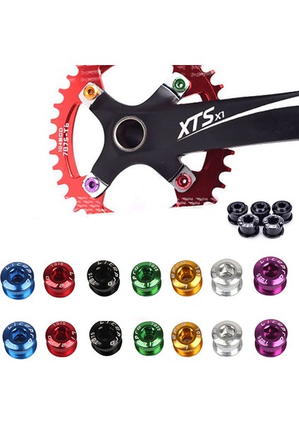 5 Adet-Yeşil-8.5mm Tarzı Litepro Bisiklet Zincir Civataları Tek Çift Üçlü Hız Dıştan Dişli Vidalar Bisiklet Orta Göbek ve Zincir Dişlisi Için Uygun (Yurt Dışından)