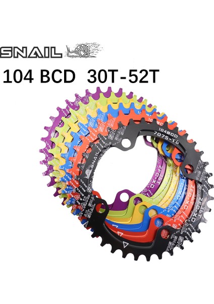 Kırmızı Stil 46T Snaıl Zincir Dişlisi 104BCD Yuvarlak 30T 32T 34T 36T 38 Dişli Dar ve Geniş Ultralight Dişli Levhası Mtb Dağ Bisikleti 104 Bcd Zincir Tekerleği (Yurt Dışından)