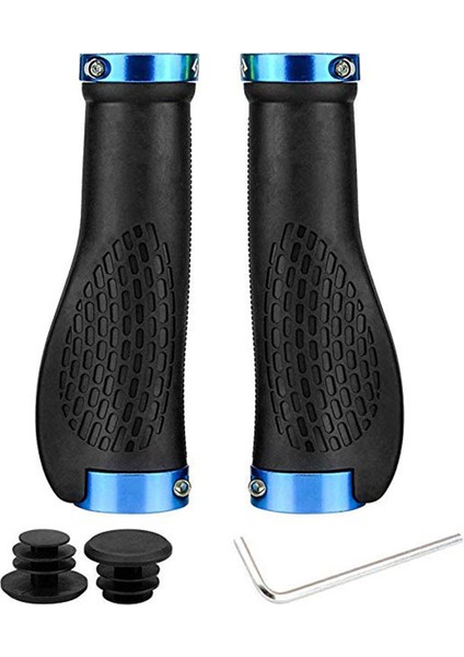 Mavi Bir Stil Kaymaz Kauçuk Bisiklet Tutacakları Dağ Bisikleti Kilitli Bisiklet Sap Tutacakları 2~2.5cm Mtb Yol Bisikleti Kaymaz Tutacakları (Yurt Dışından)