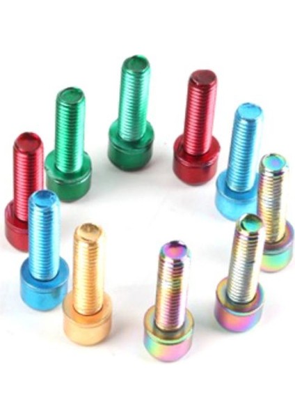 No.3 Tarzı Titanyum Kaplamalı Tekerlekli Bisiklet Sapı Civataları M5*18MM - Bisiklet Sapları ve Direksiyon Parçaları Için (Yurt Dışından)