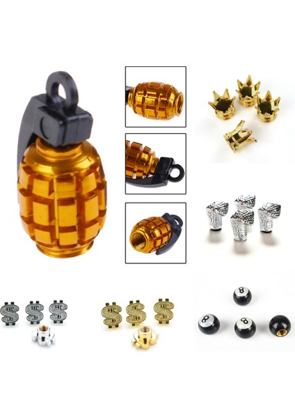 No.12 Tarzı 4 Adet Bisiklet Lastik Valf Kapağı Universal Toz Geçirmez Altın Taç Lastik Tekerlek Gövde Hava Valf Kapağı Lastik Valf Araba Kamyon Bisiklet (Yurt Dışından) indirimleri