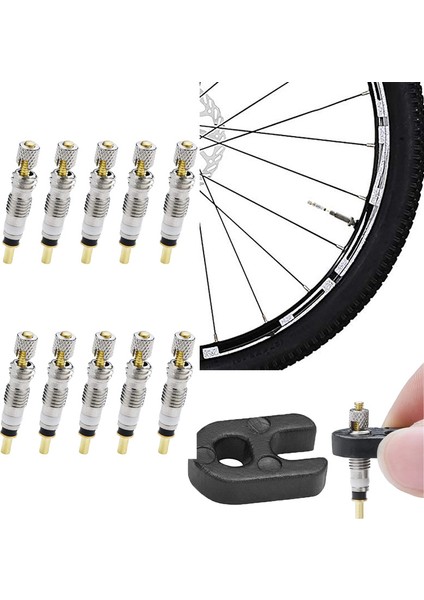 Sadece 10 Adet Çekirdek Stili Bisiklet Valf Çekirdeği Evrensel Fransız Presta Bisiklet Lastik Değiştirme Tüp Valf Çekirdeği Çıkarıcı ile (Yurt Dışından) fiyatları
