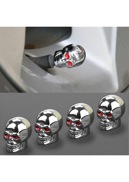 4 Adet Tarzı Yaratıcı Kafatası Araba Valf Kapakları - Araba Tekerlek Valf Kapağı, Bisiklet, Kamyon Için Hava Gövdesi Kapakları Toz Kapağı (Yurt Dışından) fiyatları