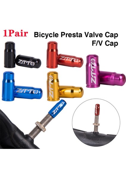 06-Mor Tarzı 1 Çift Alüminyum Bisiklet Valf Kapağı Yol Mtb Bisiklet Lastik Toz Fv Valf Kapağı Presta Lastik Tekerlek Vana Kapak Bisiklet Aksesuarları (Yurt Dışından)