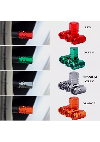 Huoxunshopc 4pctitanyum Gri Tarzı 4 Adet Alüminyum Araç Lastik Valf Kapakları Altıgen Alaşım Vana Gövdesi Kapağı Hava Toz Kapağı Lastik Valf Kamyon Bisiklet Tekerlek Jant Valf Gövdesi Kapak (Yurt Dışından) indirimleri