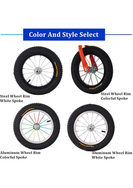 Steelrim Renkli Stil Jaycreer 1 Adet Paket 12 Inç Rulman ve Mil Ile Şişirilebilir Konuşlu Tekerlekler - Çocuk Denge Bisikletleri Için (Yurt Dışından)
