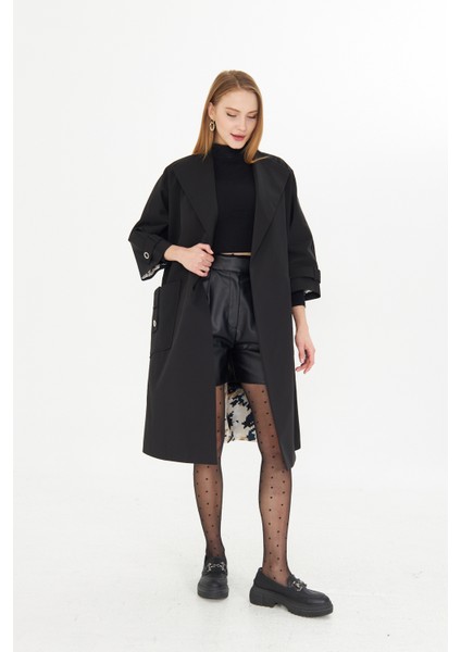 Astarı Desenli Çıtçıtlı Trençkot modelleri