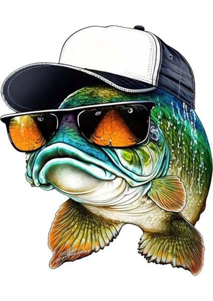 Cool Gözlüklü Balık Sticker Araba, Motorsiklet, Araçetiket Cam Sticker 19CM