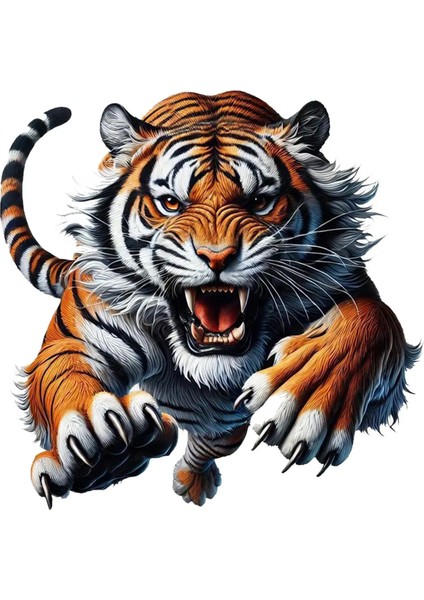Tiger Attack Kaplan Sticker Araba, Motorsiklet, Araçetiket Cam Sticker 19CM