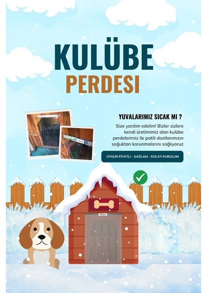 Köpek Kulübe Kapısı İçin Perde; Kış Soğuğundan, Kardan, Yağmurdan, Rüzgardan Korunma Şeffaf Küçük 32X45CM