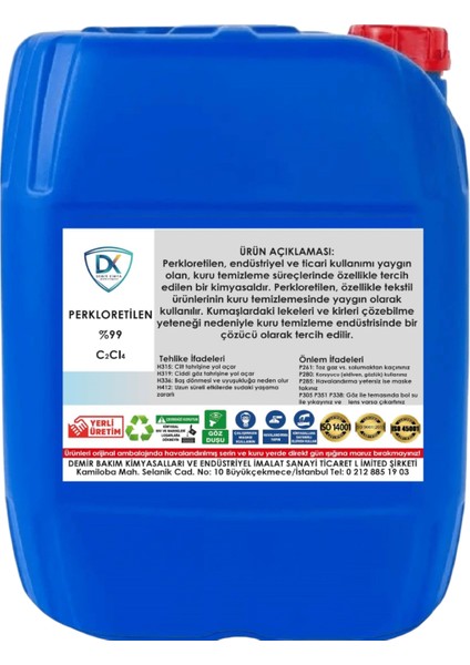 Perkloretilen %99 (Kuru Temizleme Solventi) 25 kg