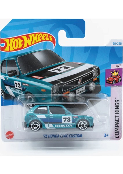 1/64 Ölçek Tekli Regular Arabalar HTD62 Compact Kings / '73 Honda Civic Custom (Mavi)