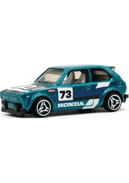 1/64 Ölçek Tekli Regular Arabalar HTD62 Compact Kings / '73 Honda Civic Custom (Mavi)