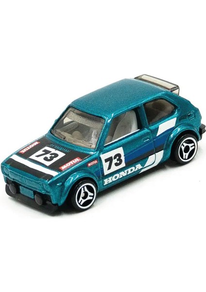 1/64 Ölçek Tekli Regular Arabalar HTD62 Compact Kings / '73 Honda Civic Custom (Mavi)